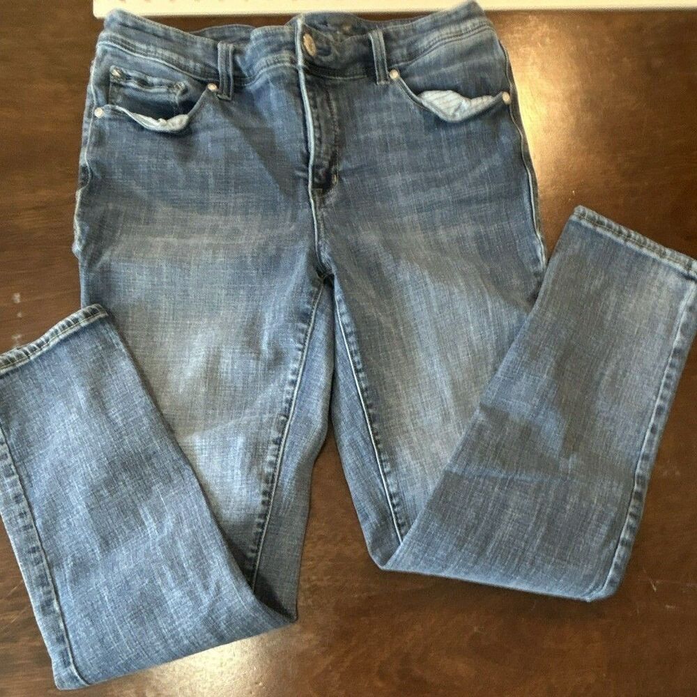 Seven7 Womens Blue Skinny Jeans Size 14 Cotton Blend Button Zip Washable 0137